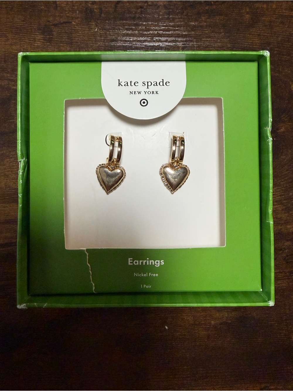 Kate Spade New York & Target Colab Gold Heart Drop Earrings. NWT. - Picture 1 of 8